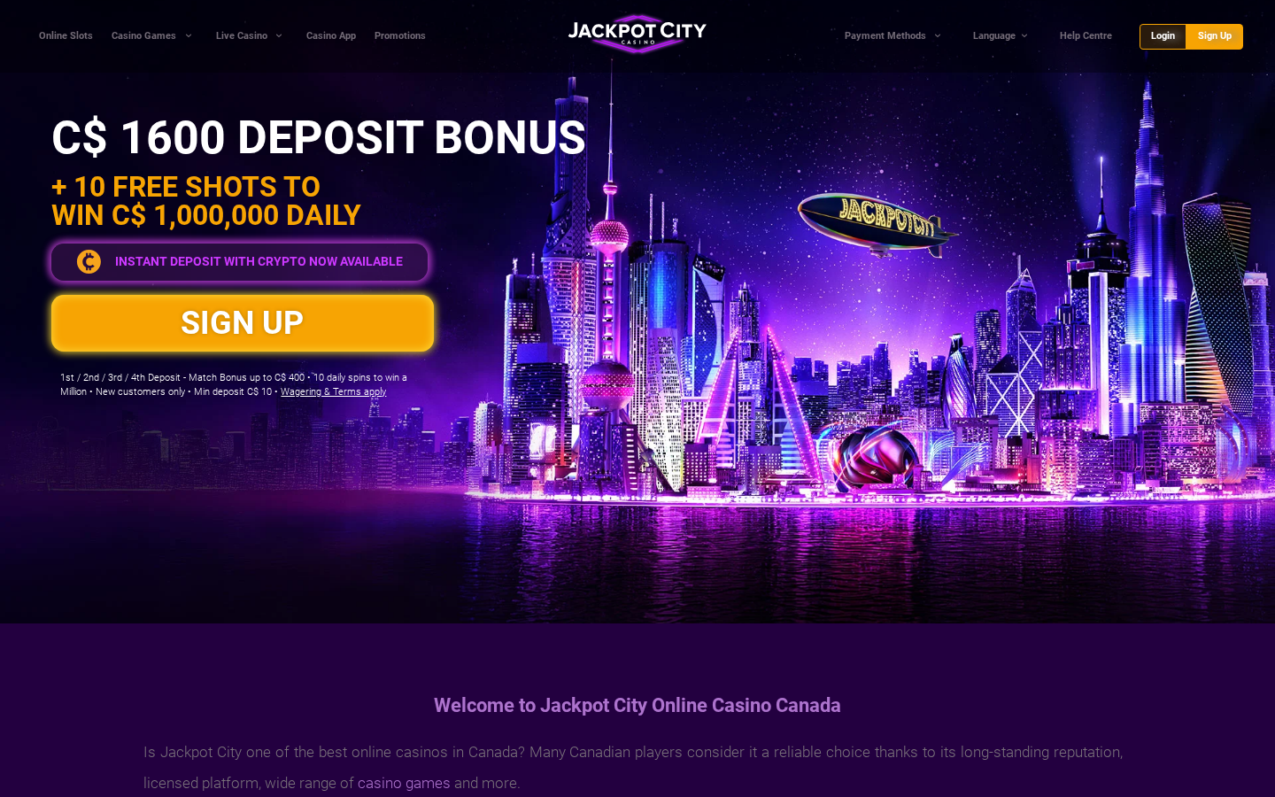 Jackpot City desktop screenshot