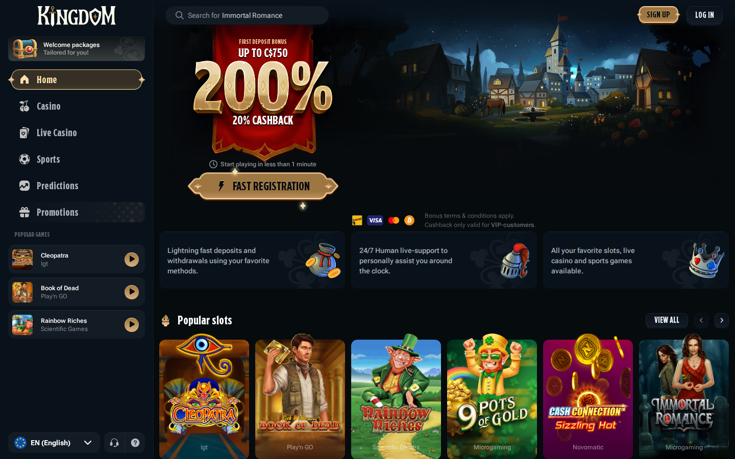 Kingdom Casino desktop screenshot